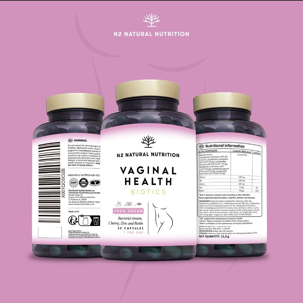 Probiotics Woman Flora Intima. 6 Different Strains. Fights and Prevents Vaginal and Urinary Infections. Improves the Mucosa and Strengthens the Vaginal Flora 30 Capsules. CE. N2 Natural Nutrition