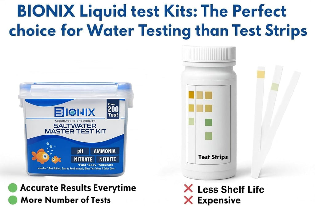 BIONIX Saltwater Master Test Kit (200 Tests) | ph Ammonia Nitrite & Nitrate Test kit for Aquarium.