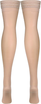 Truform Sheer Compression Stockings, 15-20 mmHg, Women's Thigh High Length, 20 Denier, Nude, Large