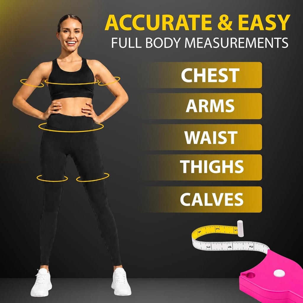 Perfect Body Tape Measure - 80 Inch Automatic Telescopic Tape Measure - Retractable Measuring Tape for Body: Waist, Hip, Bust, Arms, and More (Pink - 80 inch)