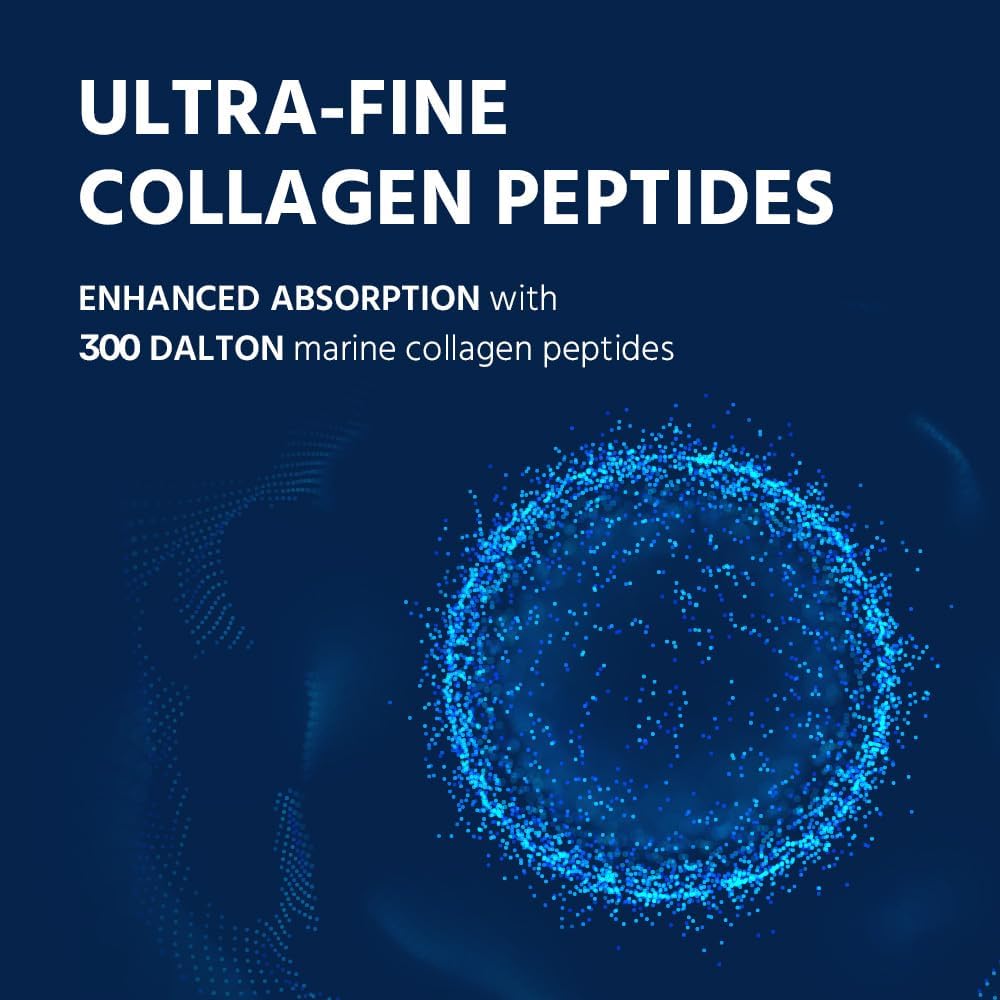 Marine Collagen Peptides - Hydrolyzed Ultra-fine Collagen Powder for Women & Men, Hyaluronic Acid, Biotin, Vitamin C, for Skin, Hair, Nails, Joints, Non-GMO, Unflavored, Easily Dissolved, 16oz