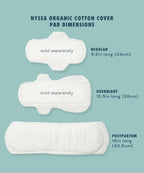 Nyssa Postpartum Pads – Ultra-Absorbent Organic Cotton, 16” Long, Extra-Wide | 32× More Absorbent | Gentle for Sensitive Skin (3 Pack, 24 Pads Total)