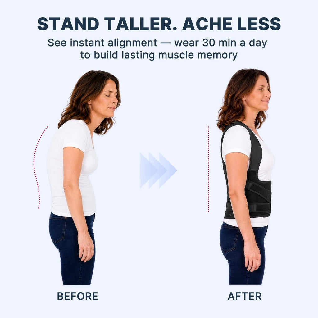 Fit Geno Posture Corrector for Women & Men, Back Shoulder Support Brace