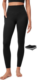 IUGA Compression Leggings with Pockets for Women Tummy Control Yoga Pants | High Waist, Deep Side Pockets, No Front Seam, Squat-Proof, Buttery Soft, Workout, Running, Gym, Athletic, Casual