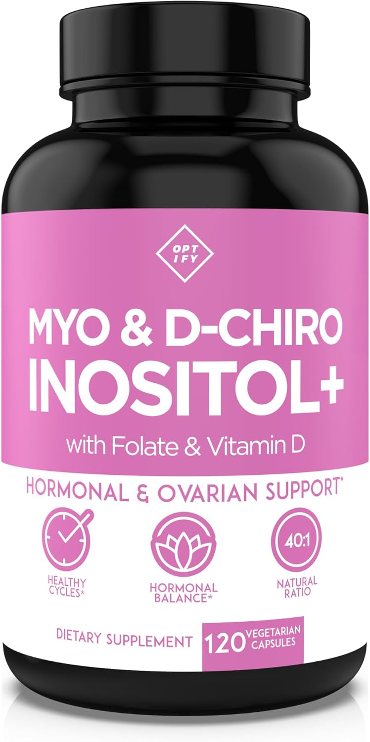 Premium Inositol Supplement - Myo-Inositol and D-Chiro Inositol Plus Folate and Vitamin D - Ideal 40:1 Ratio - Hormone Balance & Healthy Ovarian Support for Women - Vitamin B8-30 Day Supply