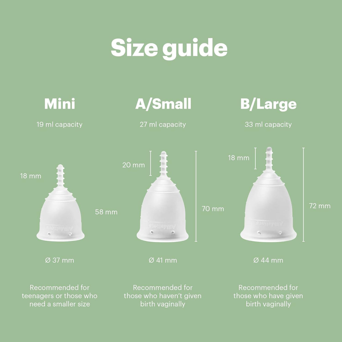AllMatters OrganiCup Menstrual Cup - Size Mini - Eco-Friendly, Reusable Period Solution - Superior to Pads & Tampons - Suitable for Light to Heavy Flow