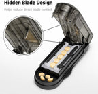 ONE PIX Pill Cutter Splitter for Small and Tiny Pills, Multiple Pill Splitter with Centering Device & Hidden Blade, Adjustable Tablet Cutter for Large Pills, Seniors, Pets, Grey