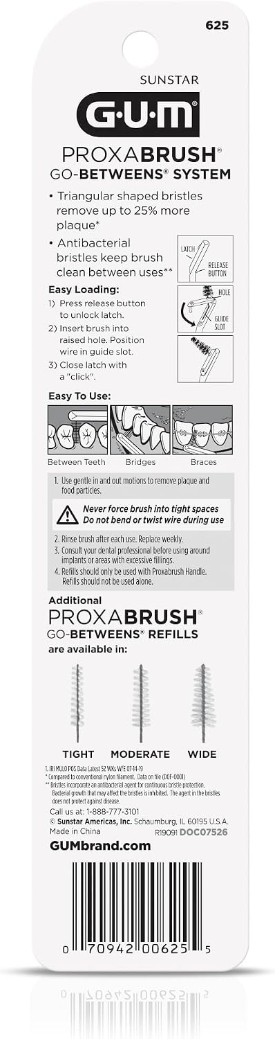 GUM Proxabrush Permanent Handle Refills, 4 Pack