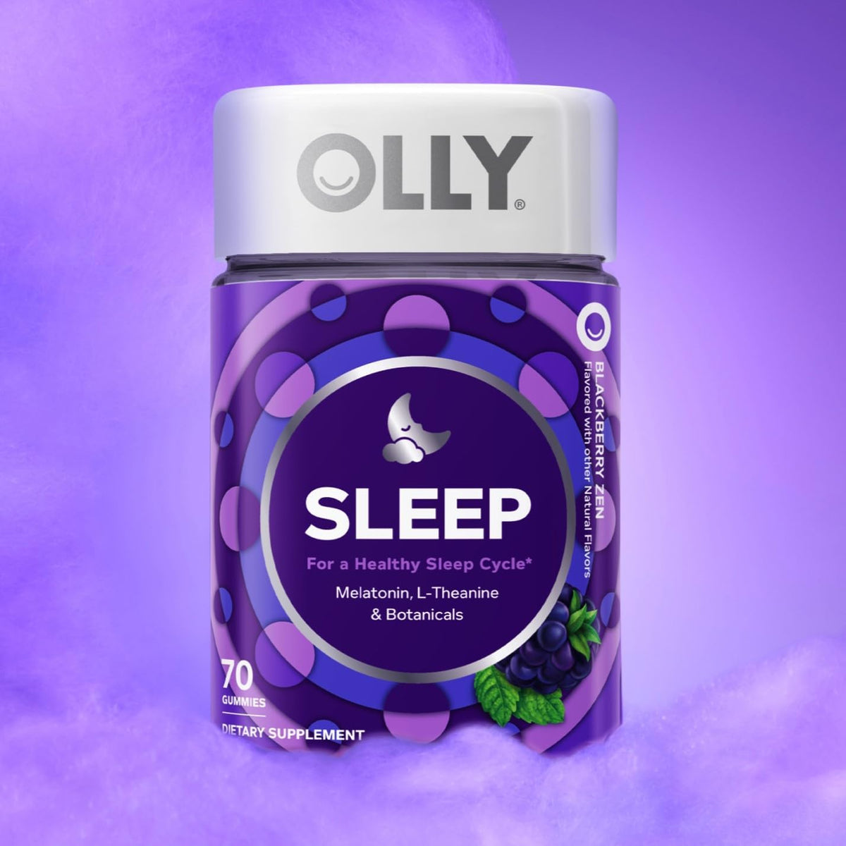 OLLY Sleep Support Gummy Supplement,* 3 mg Melatonin, L-Theanine - 70 Count