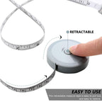 60IN Retractable Tape Measure*6+Soft Measuring Tape for Body Measurements*2 | 150mm Premium Sewing Tape Double Scale Vinyl Ruler for Weight Loss Medical Tailor Fabric Cloth Knitting Craft