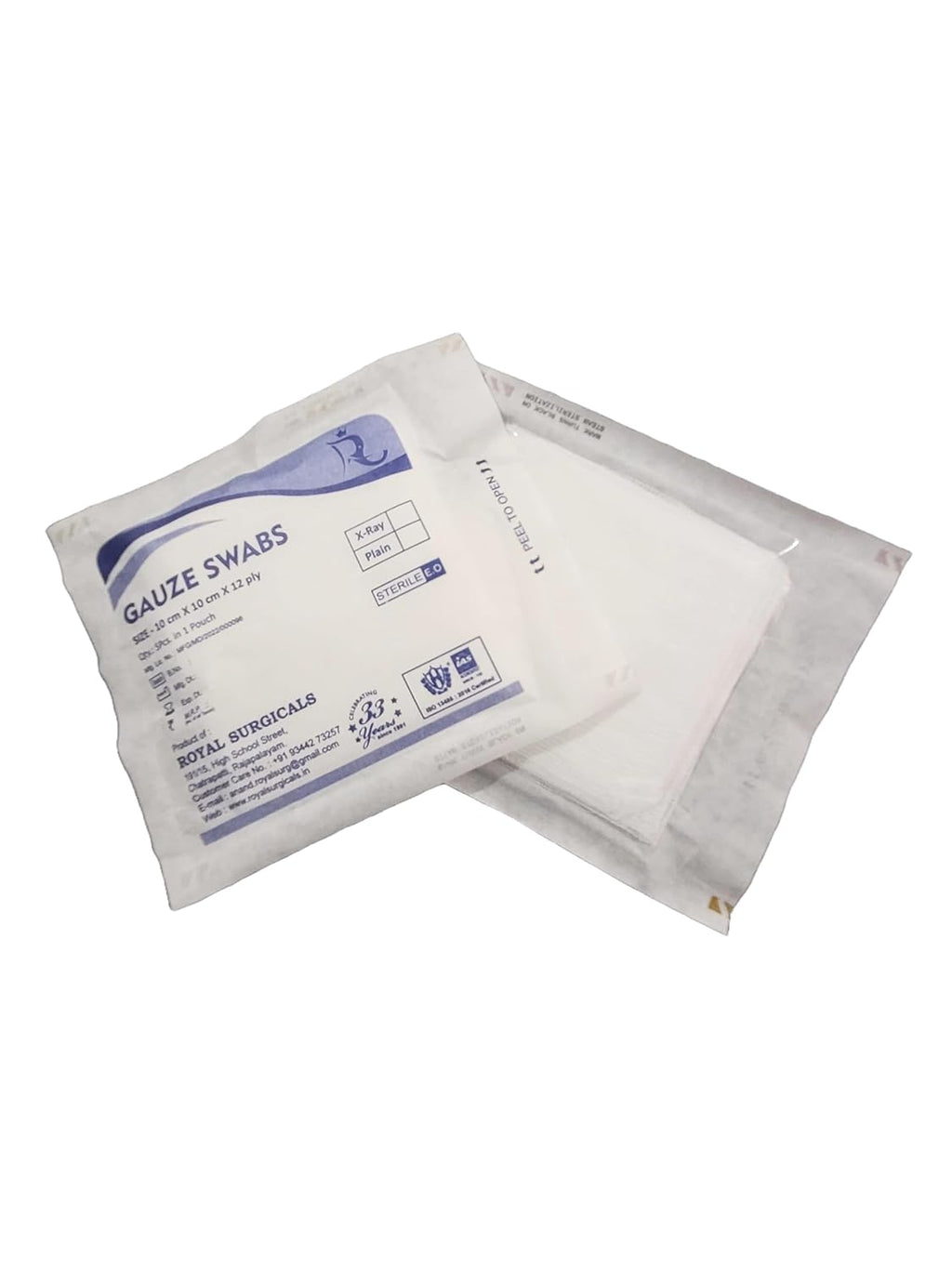 Sterile Gauze Swabs - 10x10cm, 12ply, (10 Packs) (5pcs per pack), Absorbent Cotton Wound Dressing, First Aid, Home Use,
