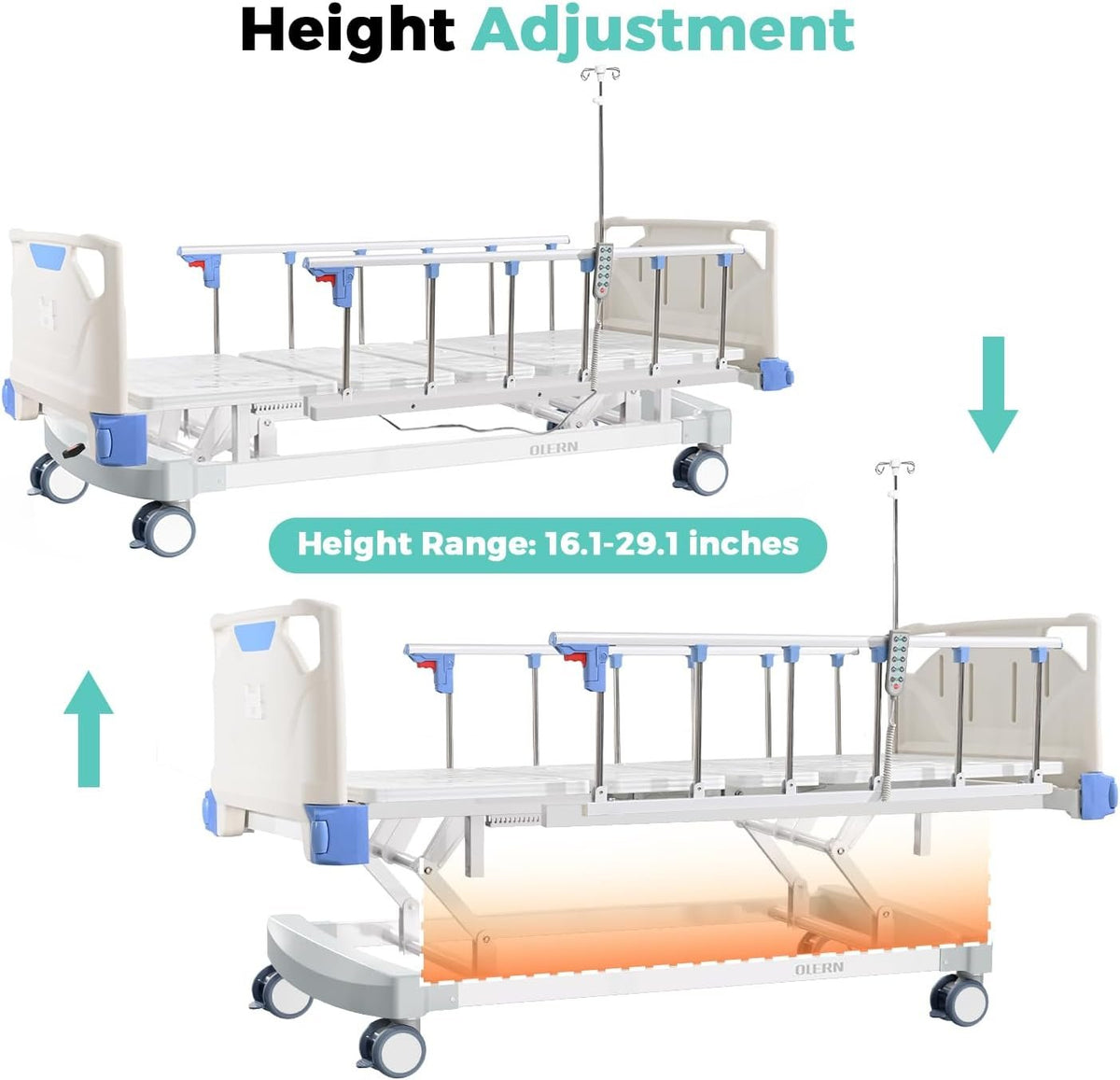 Premium 3 Function Full Electric Hospital Bed,Adjustable Medical Bed
