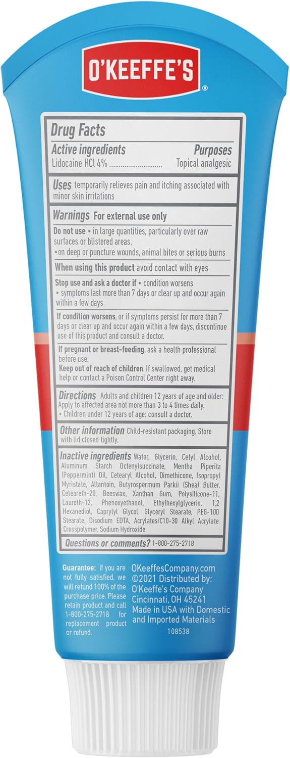 O'Keeffe's for Healthy Feet Pain Relief Foot Cream, Cooling, 3 oz