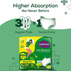 Evereve Anti Bacteria Period Panty for Girls & Women, (XL-XXL), 10 Pcs, 360 Degree Overnight Coverage, 99.9% Bacteria Free, High Absorbency for Heavy Flow, Maternity Postpartum Disposable Panty