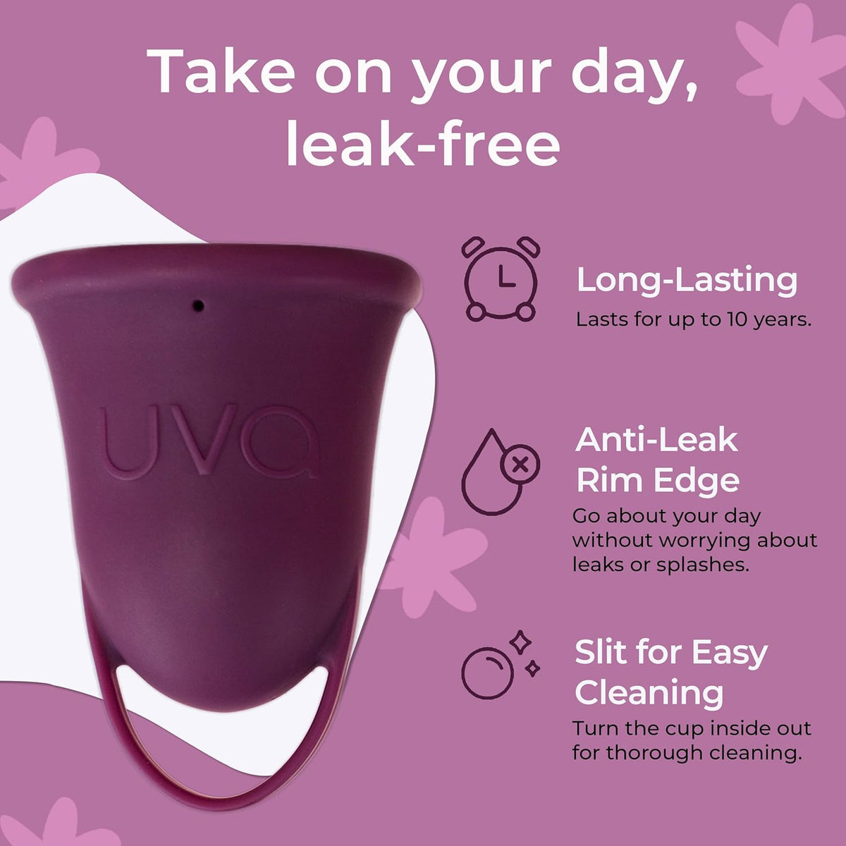 UVA Reusable Menstrual Cup Heavy Flow Kit with Sterilizer - Size B - 10-Year Durable & Leak-Proof Silicone - Large Menstrual Cup, Sterilizer & Traveling Bag Period Cup Set
