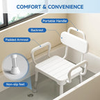 Loyoda Shower Chair for Inside Shower with Back & Arms, Ideal for Seniors | Height Adjustable Shower seat for Disabled, 350 lb Capacity, Non-Slip, Rust-Resistant Aluminum Frame