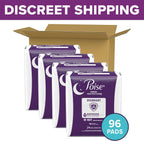 Poise Overnight Incontinence & Postpartum Pads for Bladder Leaks, 8 Drop Extra Coverage, 96 Count, Packaging May Vary