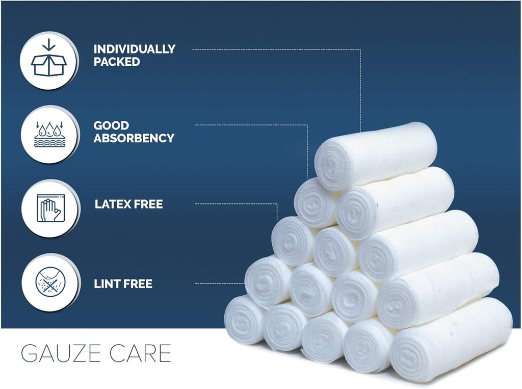 Gauze Rolls Pack of 24 – Premium Quality Lint and Latex-Free 4 inches x 4.1 Yards Conforming Stretch Bandages Designed for Effective Wound Care & Comfort - Ideal for use as a Mummy wrap