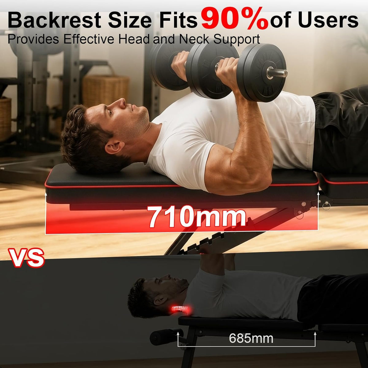 FitinOne Adjustable Folding Weight Bench for Home Gym, 660 lbs Capacity Multi-Functional Workout Bench Sturdy Durable for Full Body