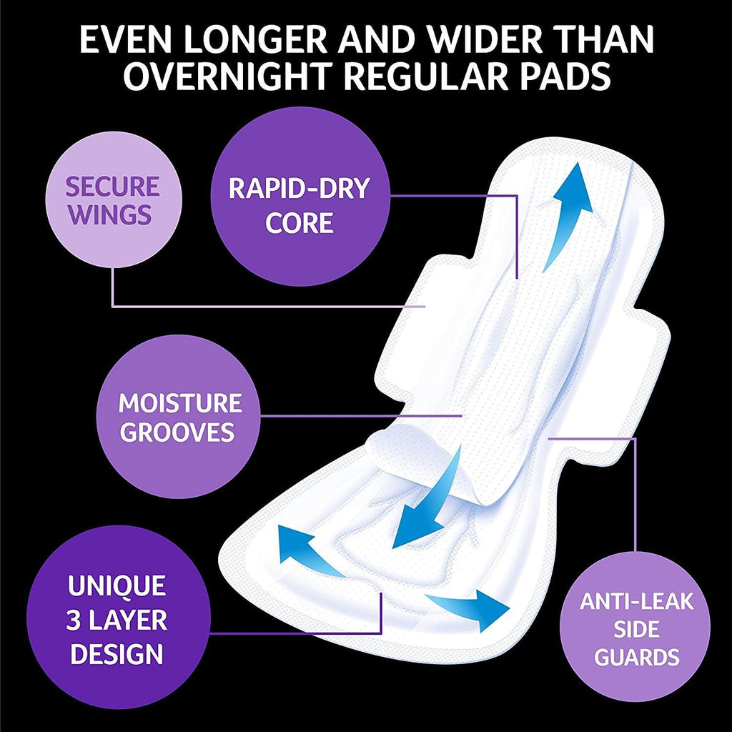 U by Kotex Ultrathin Overnight Long Pads with Wings, Long, 8 Count (Pack of 2)