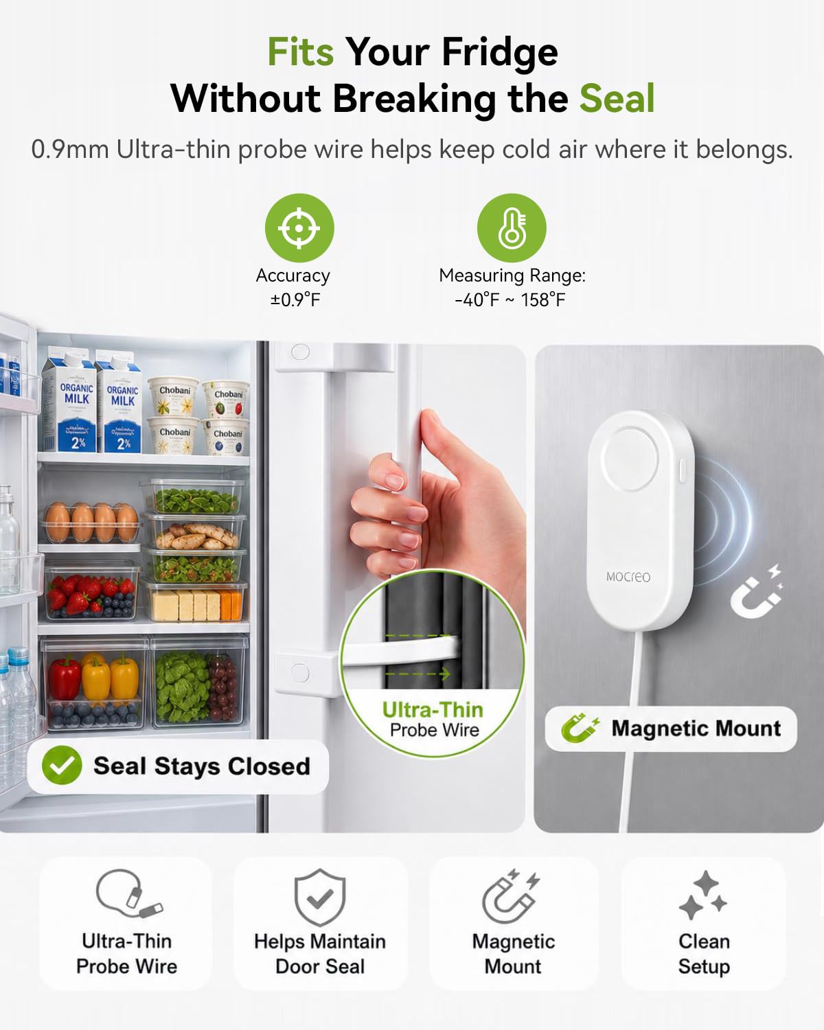 WiFi Freezer Thermometer Alarm with Digital Monitor Hub, App and Email Alerts, 2-Year Data Export, No Subscription Fee, 2 Remote Temperature Sensors for Home Refrigerator, Fridge, Freezer