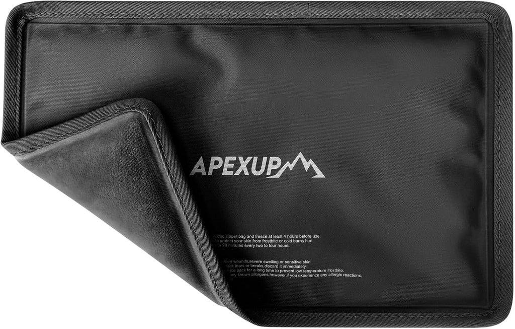 APEXUP Gel Ice Packs for Injuries Reusable, Flexible Double Sided Cold Packs for Injuries, Ice Pack for Knee, Shoulder, Back, Hip, Leg, Arm (Black, 11.5"x7.5", 1PK)