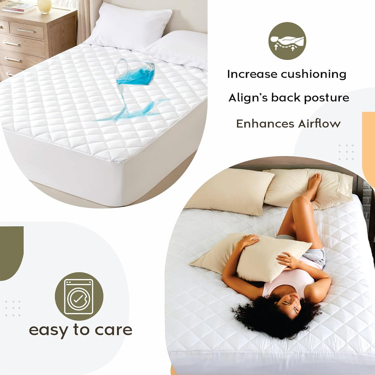 Ayka 100% Waterproof Cotton Quilted Mattress Protector King Size Breathable Hypoallergenic Noiseless Ultra Soft Fitted Bed Protector 78x72 inch Mattress/Bed Cover (King 78x72 inch | 6.5x6 ft, White)