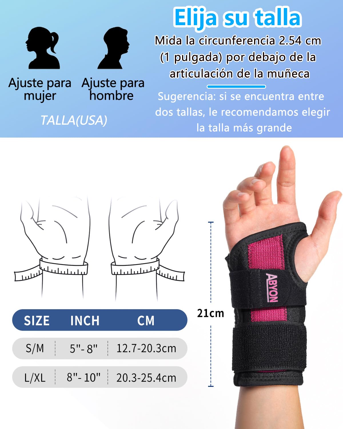 ABYON Wrist Splint with Dual Support, Carpal Tunnel Pain Relief, Tendonitis, Sprains and Arthritis.Lightweight and Adjustable, Suitable for Sleeping or Working, Left or Right Hand