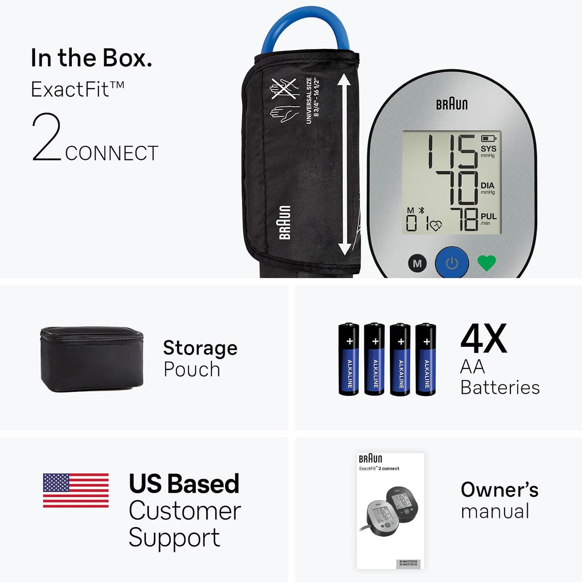 Braun ExactFit 2 Connect Upper Arm Blood Pressure Monitor with Bluetooth