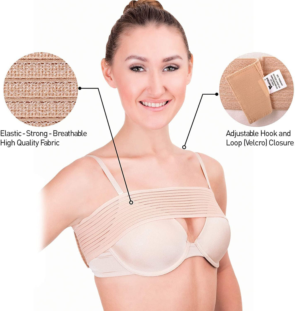 Women Breast Band Reduction Strap With Compression Bandage For Medical Chest Support And Post Surgery Augmentation (Black) [Free SIze]