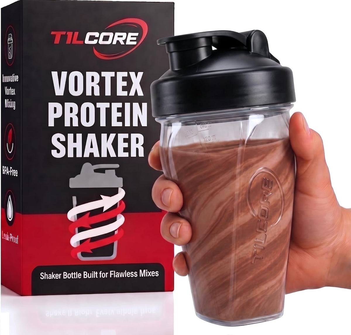 Vortex Protein Shaker Bottle 24 oz/700ml - Premium BPA-Free Pre-Workout Shaker Cup for Protein Shakes & Smoothies, Leak-Proof & Durable Bottle-Shakers for Active Lifestyles