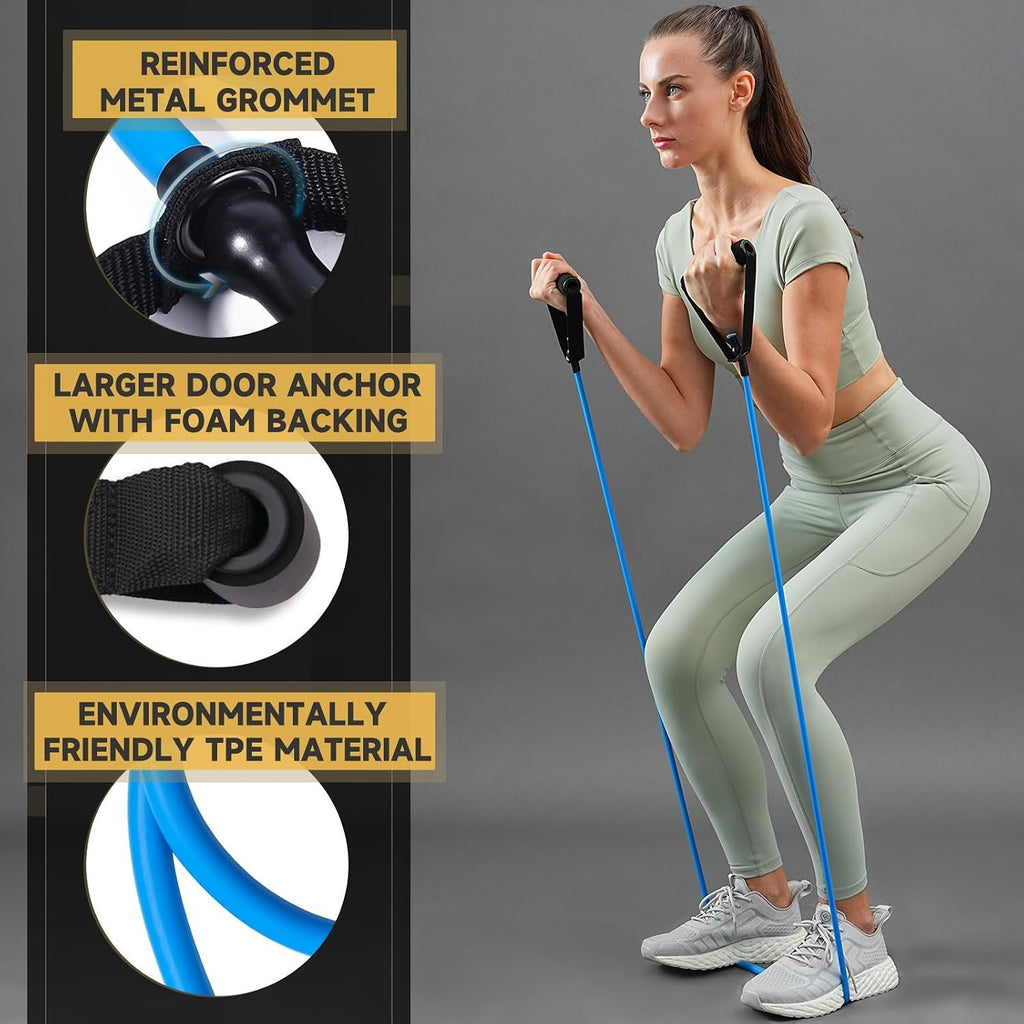 Resistance Bands with Handles and Door Anchor for Home Workouts