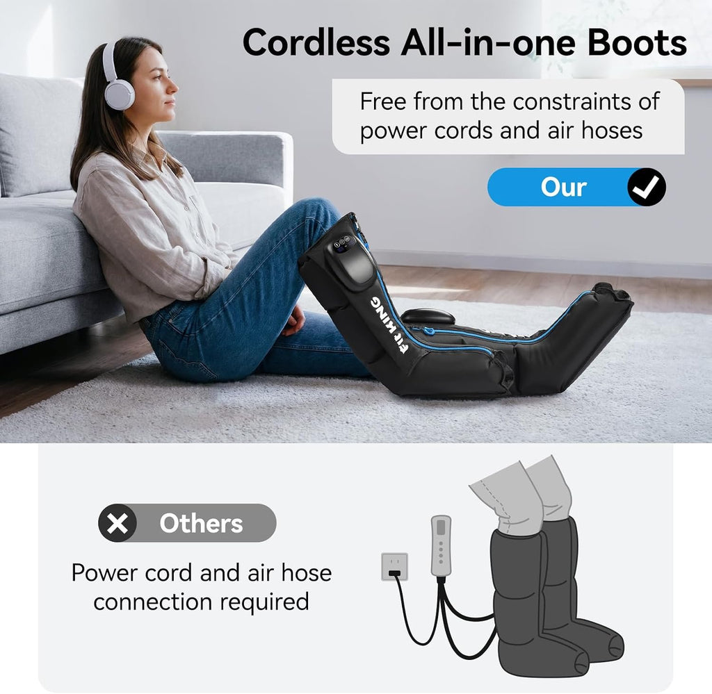 FIT KING Cordless Foot and Calf Massage Boots, Recovery System
