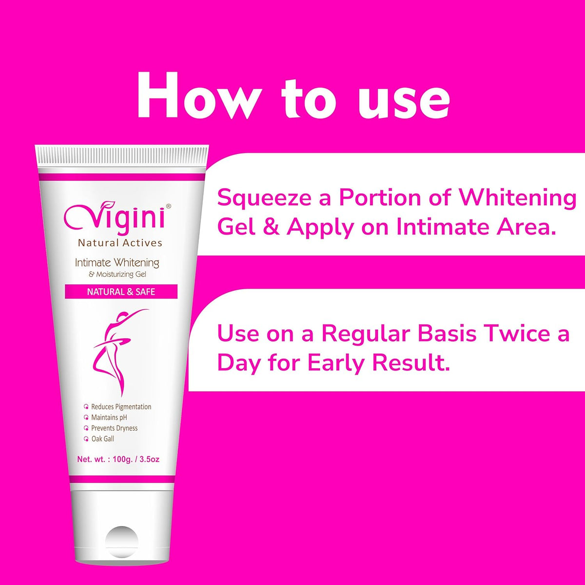 VIGINI Natural Vaginal Lubricating Lubrication Lube Lubricants Moisturizer Water Based Gel 100g | Non Itching Dryness Non Sticky Staining Sulphate Paraben Free Hypoallergenic for Women