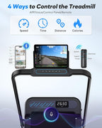 Cardirun Walking Pad with Incline and Stable Handle Bar, Foldable Treadmill