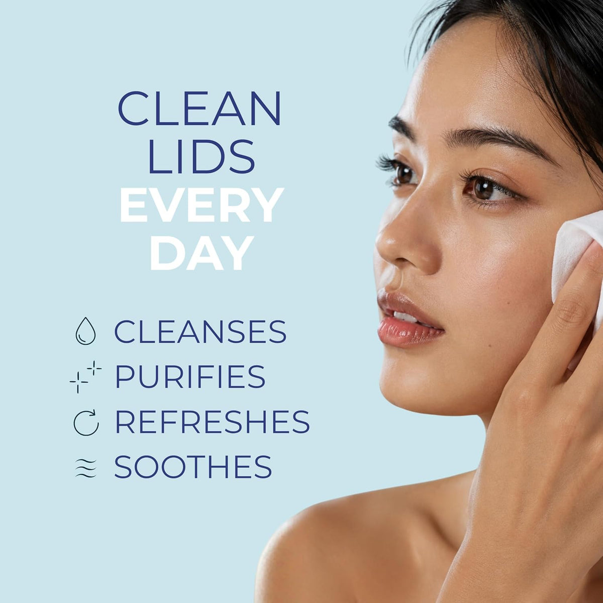 NOVEHA 60PCs Daily Hygienic Eyelid & Lash Wipes | For Blepharitis & Itchy Eyes, Demodex | Individually Wrapped Refreshening Eyelid Wipes, Natural Makeup Remover & Calming Moisturizer