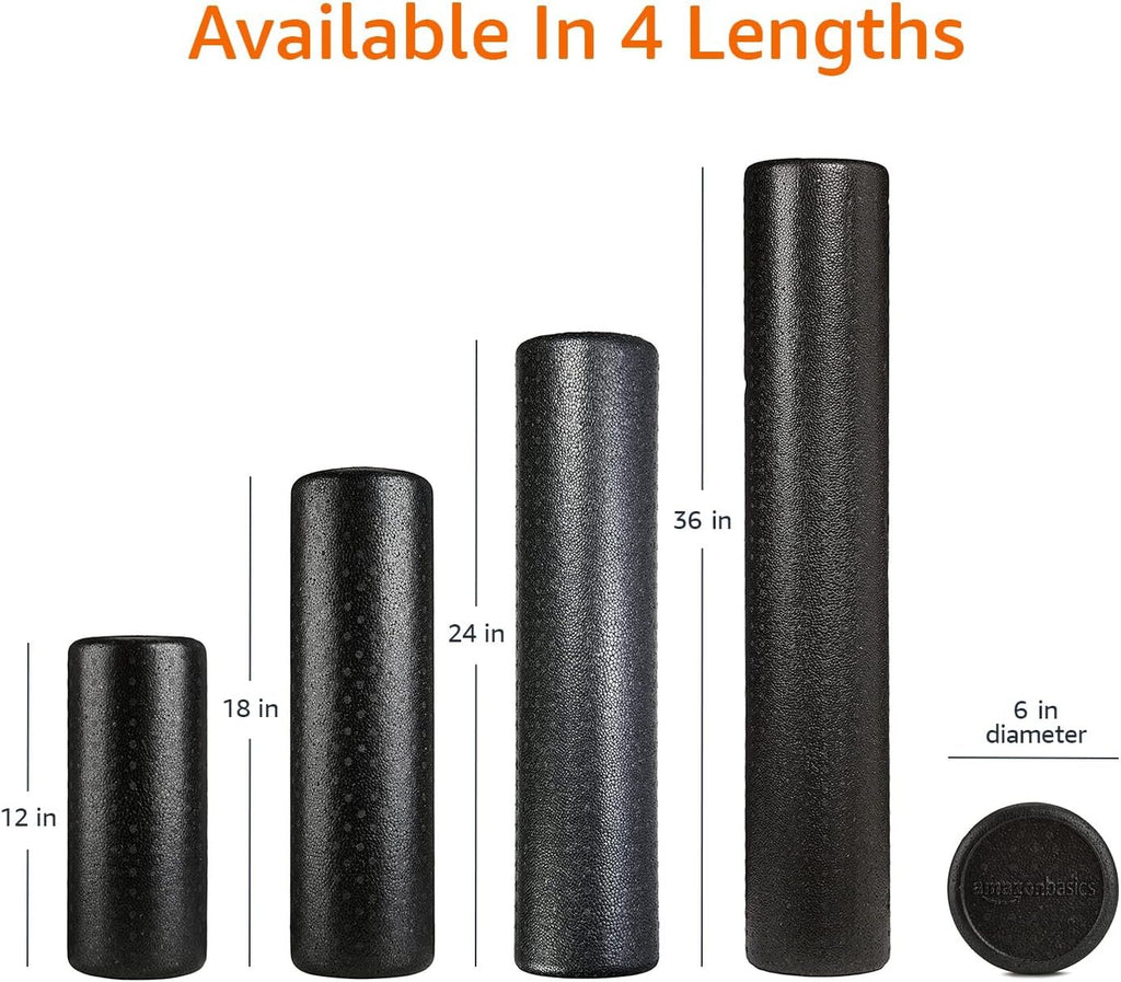 Amazon Basics High-Density Foam Roller for Exercise, Stretching and Muscle Recovery, 36 Inches, Black