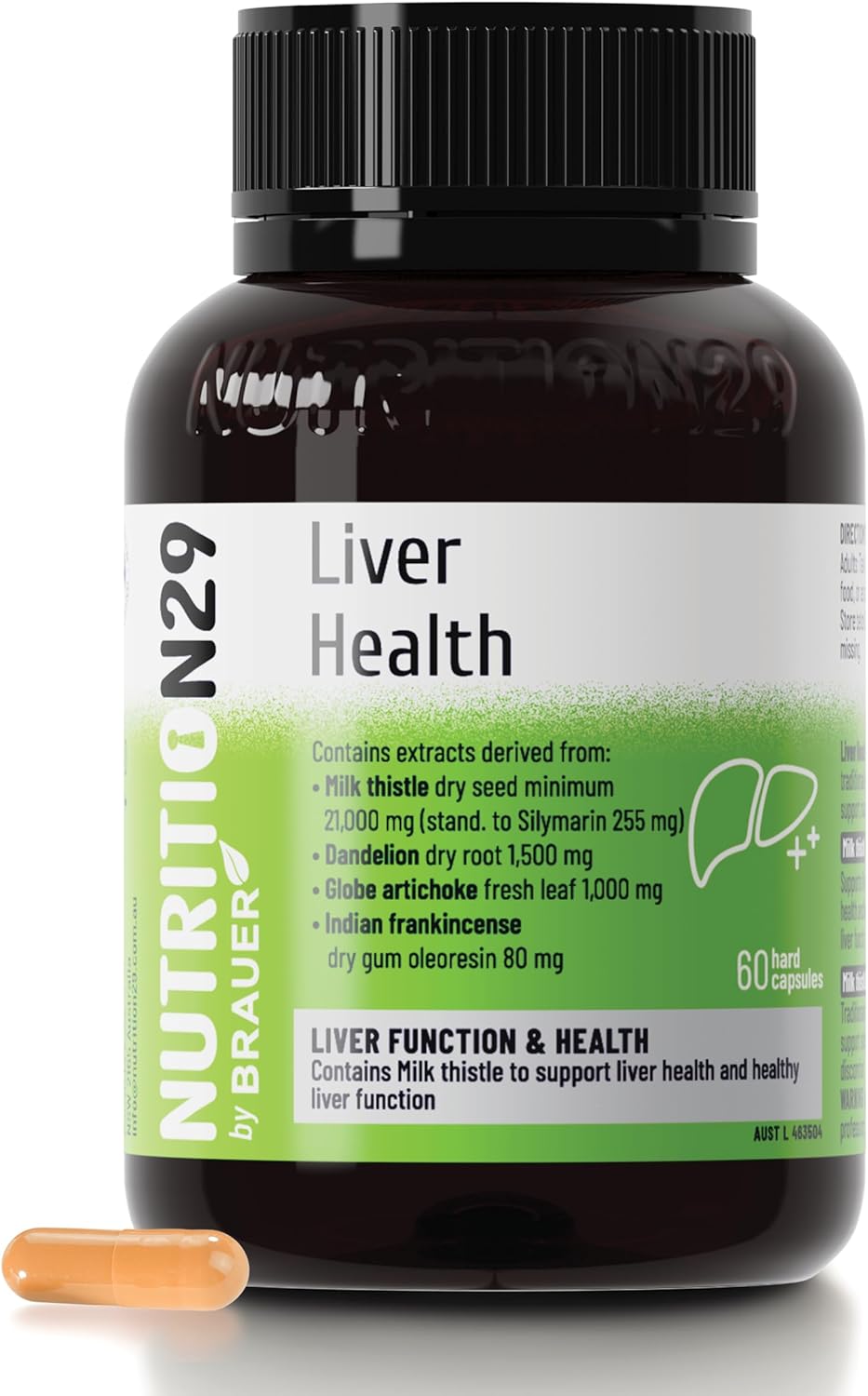 Liver Support, Milk Thistle 300mg (70:1 Extract from 21,000mg Seed), with Dandelion, 85% Silymarin, Artichoke & Frankincense, Once-Daily Capsule 60 Count