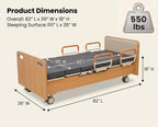 Electric Rotating Hospital Medical Beds for Senior Disabled Home Care Use | 750lbs, 90° Rotated Nursing Beds for Home Care with Adjustable Lateral Tilt & Backrest Leg Height
