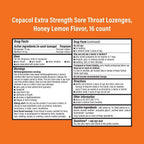 Cepacol Extra Strength Sore Throat Relief Lozenges, Honey Lemon Cough Drops, Maximum Numbing- Fast Acting Sore Throat, Mouth & Canker Sore Pain Relief with Benzocaine & Menthol, 16 Count