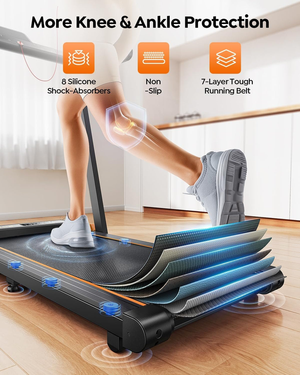 Acezoe Folding Treadmill with 10% Incline, 2.5 HP Walking Pad with Handle Bar, 300 lb Capacity Treadmills for Home/Office, Foldable Treadmill with App & Speaker, 0.6-10 MPH