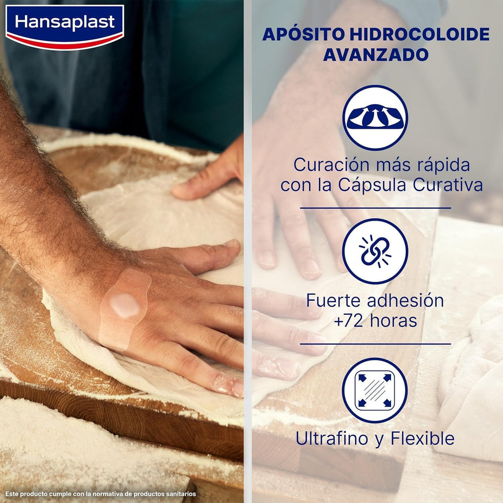 Hansaplast Second Skin Protection Advanced Dressing, Waterproof Dressing, Ultra Thin and Flexible, Strong Adhesion, for Pain Relief and Wound Healing, 6 Pcs