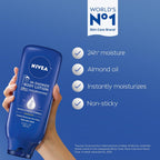 NIVEA Nourishing In Shower Lotion, 24-Hour Body Moisturizer, 13.5 FL OZ | Water Activated In Shower Moisturizer with Almond Oil for Dry to Very Dry Skin, Non Sticky