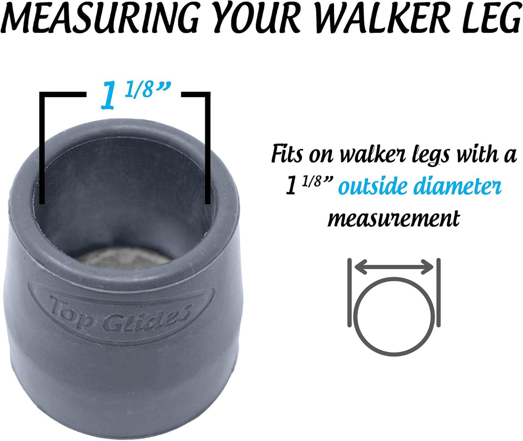 Steel-Reinforced Walker Glide Tips (Gray, 1 1/8")