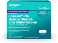 Amazon Basic Care Loperamide Hydrochloride 2 mg and Simethicone 125 mg Tablets, Multi-Symptom Relief, Anti-Diarrheal, Bloating and Cramps, Gas Relief, 24 Count