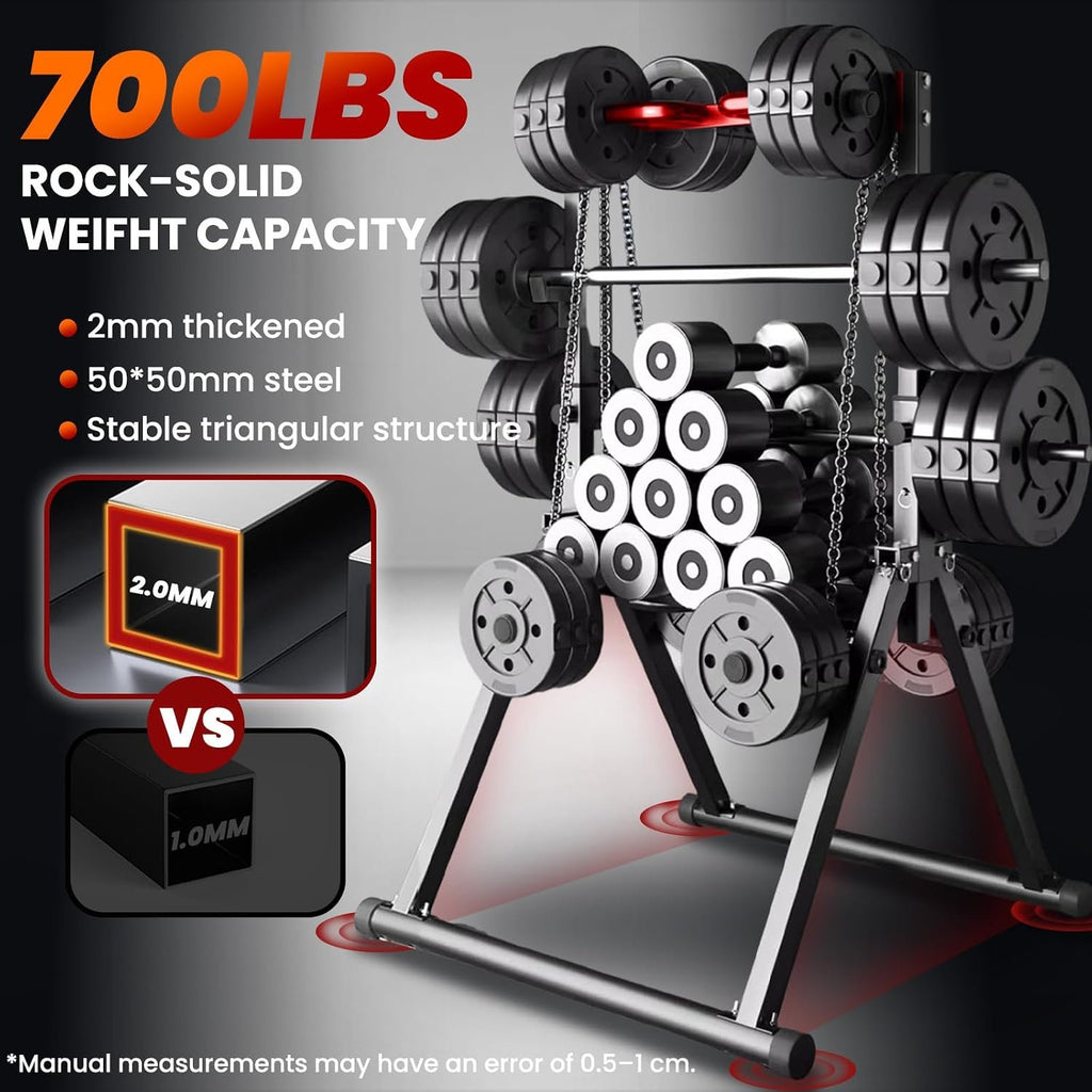 WATBKHE Power Tower Pull Up Dip Station Foldable, Pull Up Bar Station Adjustable, Multi-Function Home Gym, Strength Training Fitness Equipment, Triangular Design, for Home Outdoor