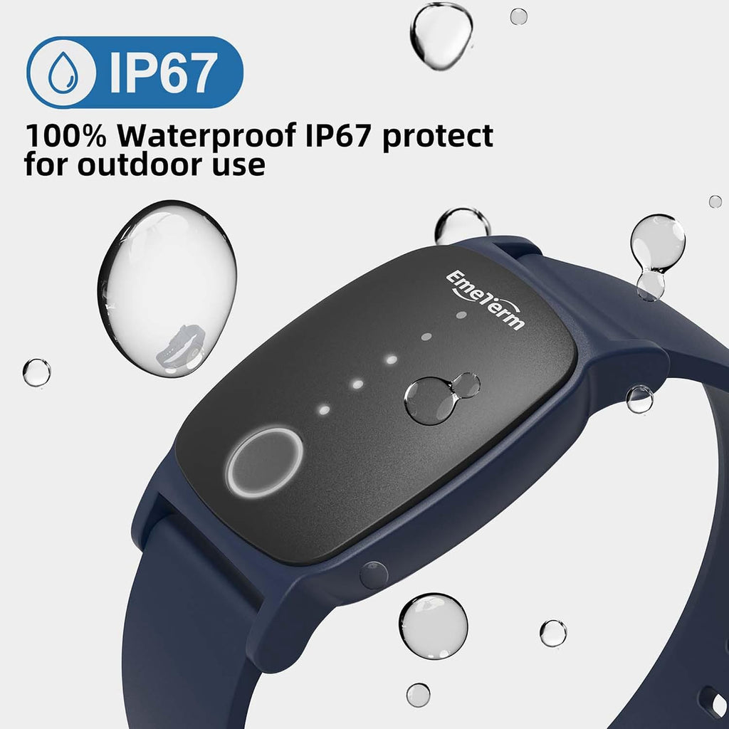 EmeTerm Explore Classic FDA-Cleared Anti-Nausea Wristband IP67 Waterproof Morning Motion Sickness Relief Band Rechargeable Classic Strap Design Drug Free Non-drowsy Without Side Effects Navy Blue