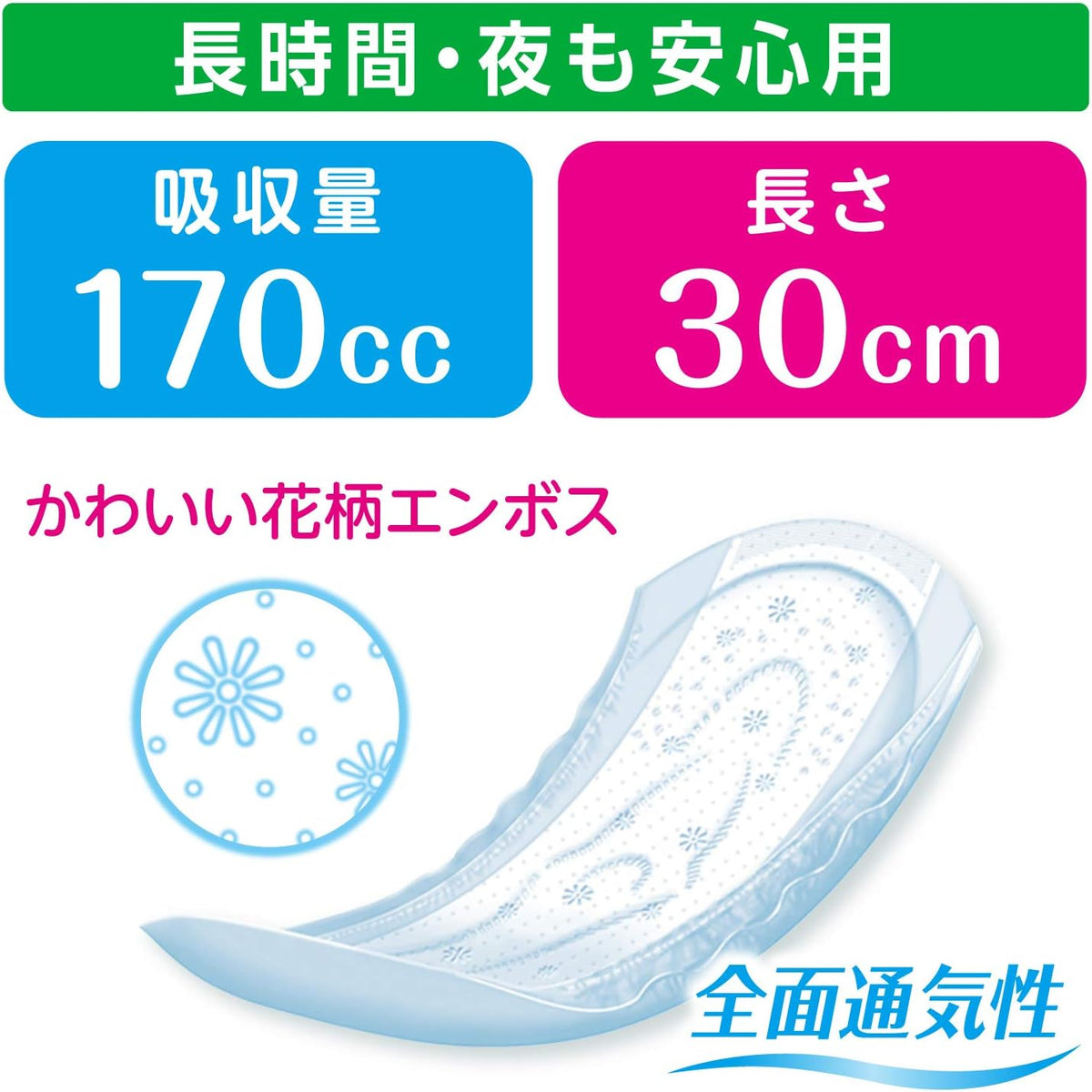 Incontinence Pads Overnight 170cc 30cm