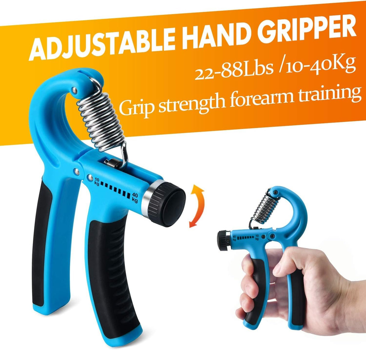 Grip Strength Trainer 7 Pack Adjustable Hand Gripper, Finger Stretcher Resistance Extensor Bands, Finger Exerciser, Grip Strength Ring & Stress Ball, Hand Grip Strengthener