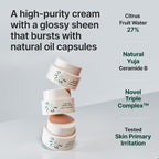 RAUME Glow Barrier Coating Cream, Lightweight Face Moisturizer with Natural Oil Capsules, 27% Citrus Fruit Water and Ceramide Complex, Korean Skin Care (50 mL / 1.69 fl oz)